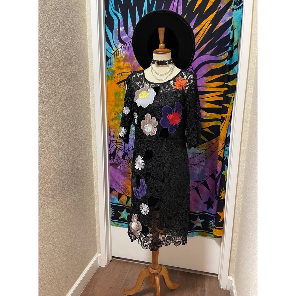 🌈 Wonderful velvet flower art lace dress - Picture 12 of 12
